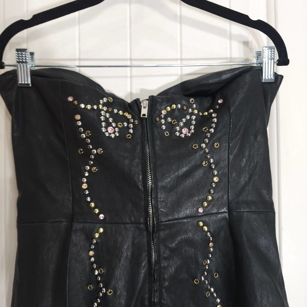 Isabel Marant Womens Dress Diana Black Lamb Leather Studded Strapless Mini Y2K 8 - Picture 6 of 12